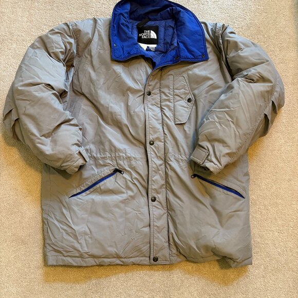 North Face Insulated Nylon Winter Coat Men's Size XL Gray & Blue - Picture 1 of 8